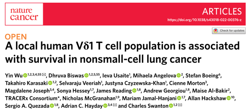 《自然》子刊：免疫细胞水平越高，肺癌患者术后保持无癌机会更大(图1)
